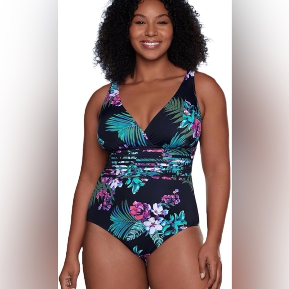 Aqua Green Other - NWT Aqua Green Tropical Floral One Piece Swimsuit XL